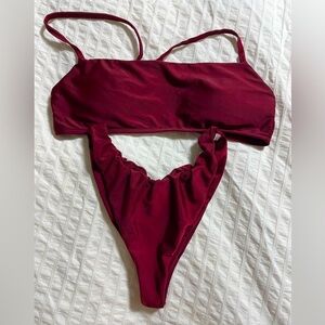 Burgundy cheeky bikini